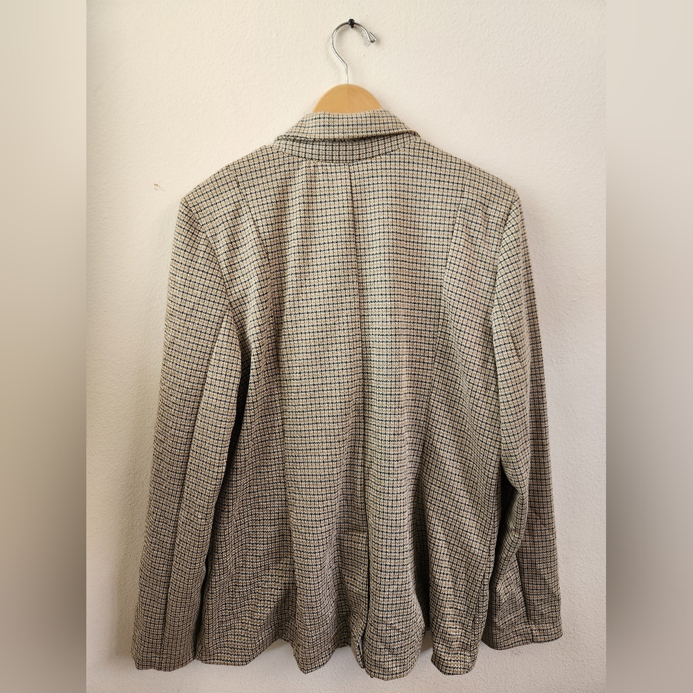 Maeve Anthropologie Women's Collegiate Knit Blazer Brown‎ Tan Plaid XL NWT - Picture 8 of 12